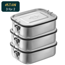 3x Brotdose Edelstahl 1200 ml Set