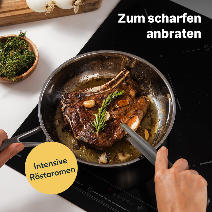 Edelstahlpfanne 24 cm Unbeschichtet