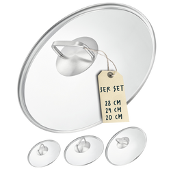 3x Glasdeckel Set (20, 24 & 28 cm)