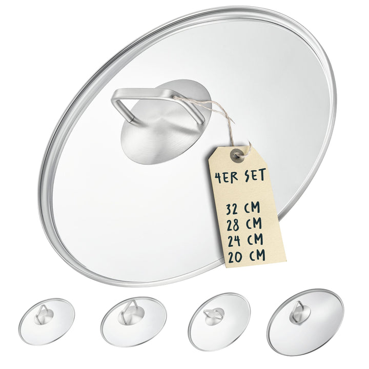 4x Glasdeckel Set (20, 24, 28 & 32 cm)