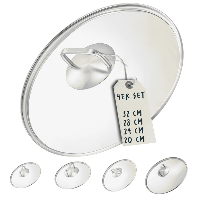 4x Glasdeckel Set (20, 24, 28 & 32 cm)