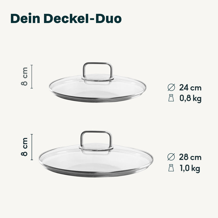 2x Glasdeckel Set (24 + 28 cm)