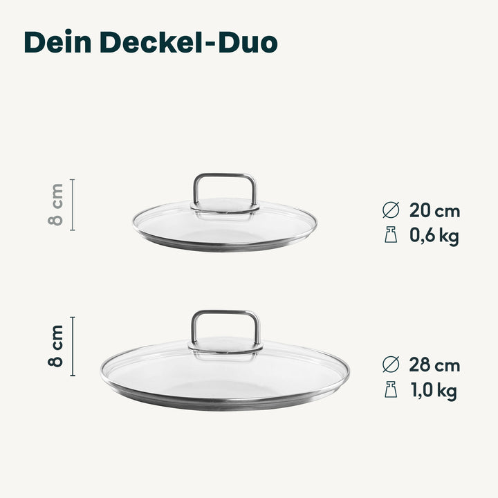 2x Glasdeckel  Set (20+28 cm)