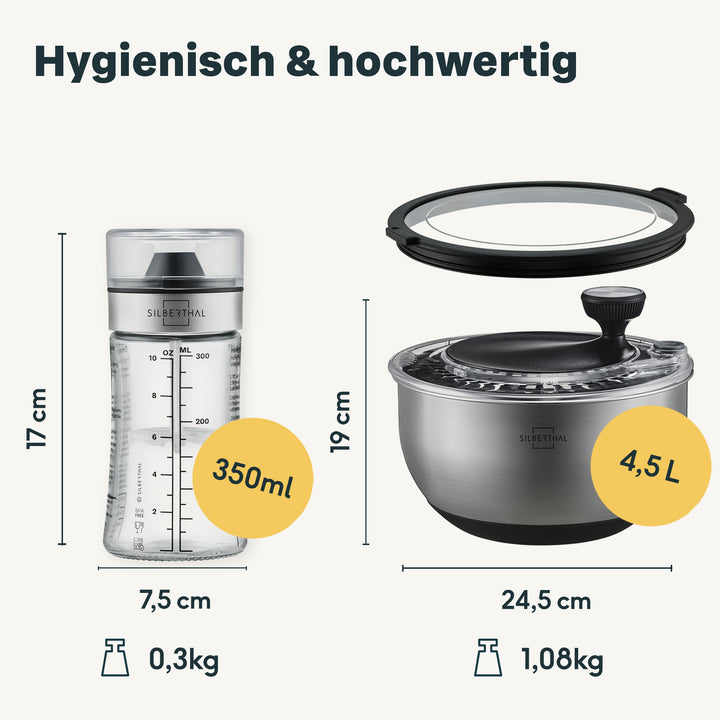 Salatschleuder Set mit Dressing Shaker