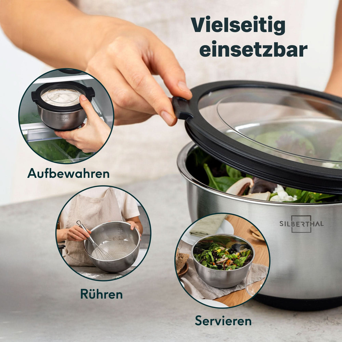 Edelstahlschüsseln mit Deckel