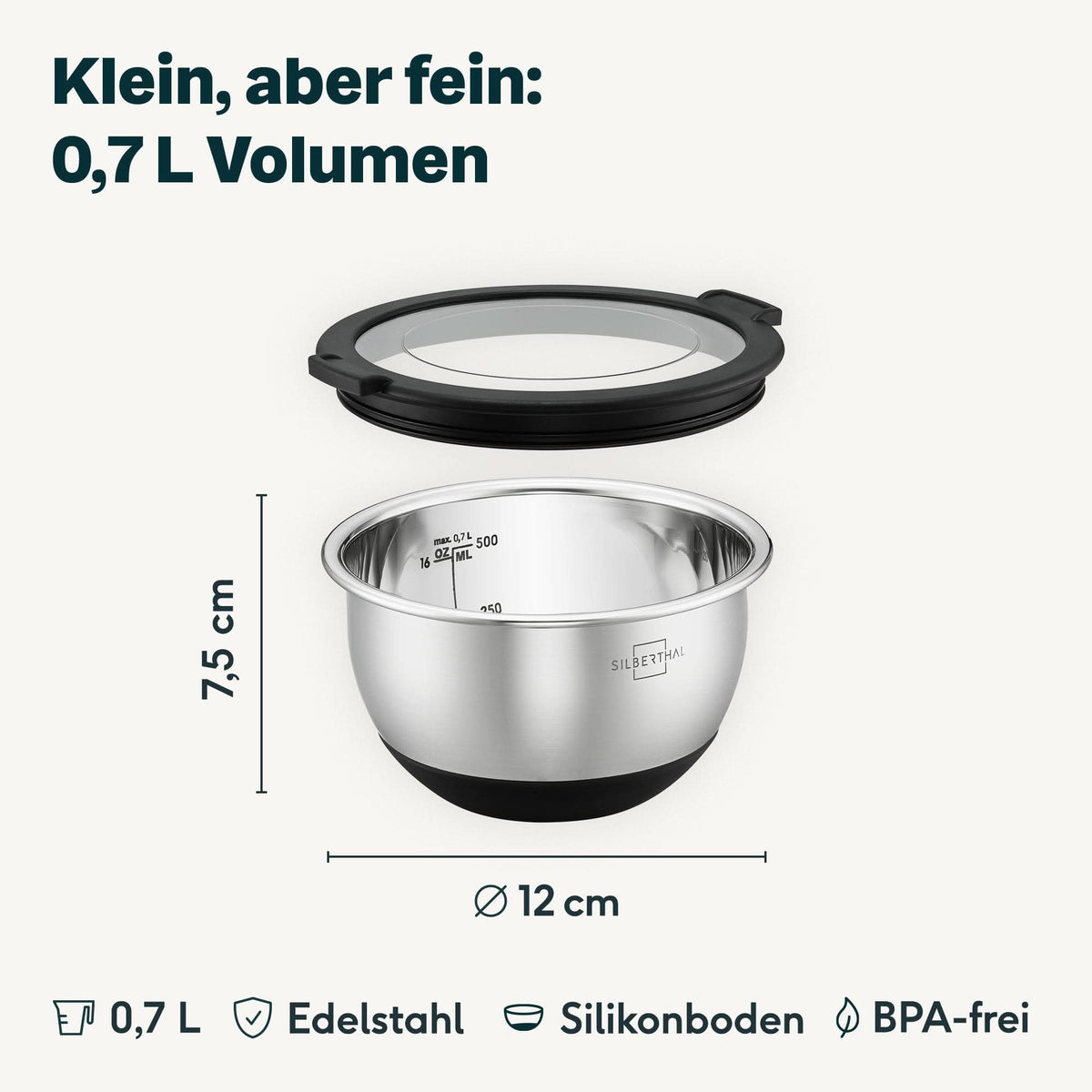 Edelstahlschüsseln 0,7 Liter - 3er-Set