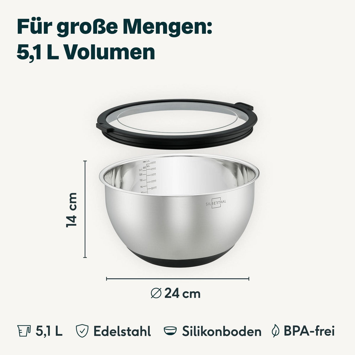 Edelstahlschüssel 5 Liter