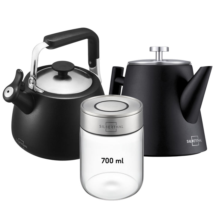 Teekanne mit Wasserkessel & Vorratsglas Set