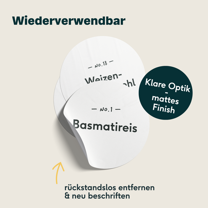 162 Vorratsgläser Etiketten rund
