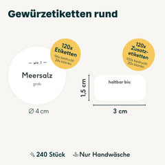 240 Etiketten Gewürzgläser Rund
