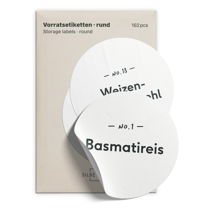 162 Vorratsgläser Etiketten Rund