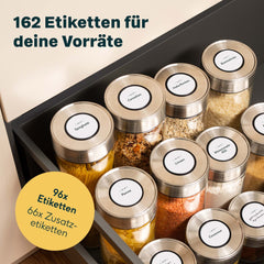 162 Vorratsgläser Etiketten Rund