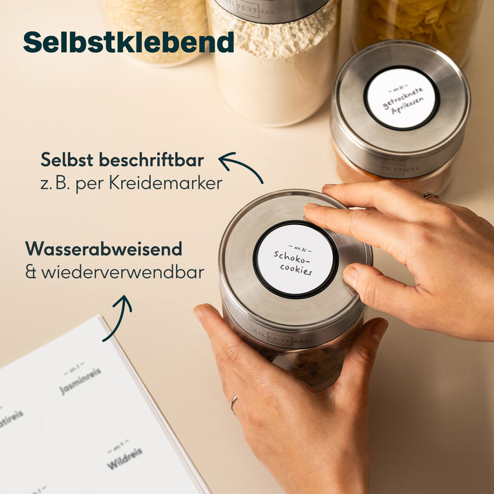 162 Vorratsgläser Etiketten Rund