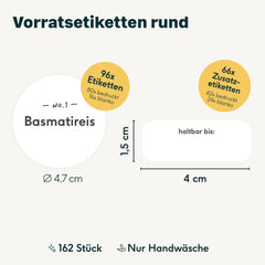 162 Vorratsgläser Etiketten Rund