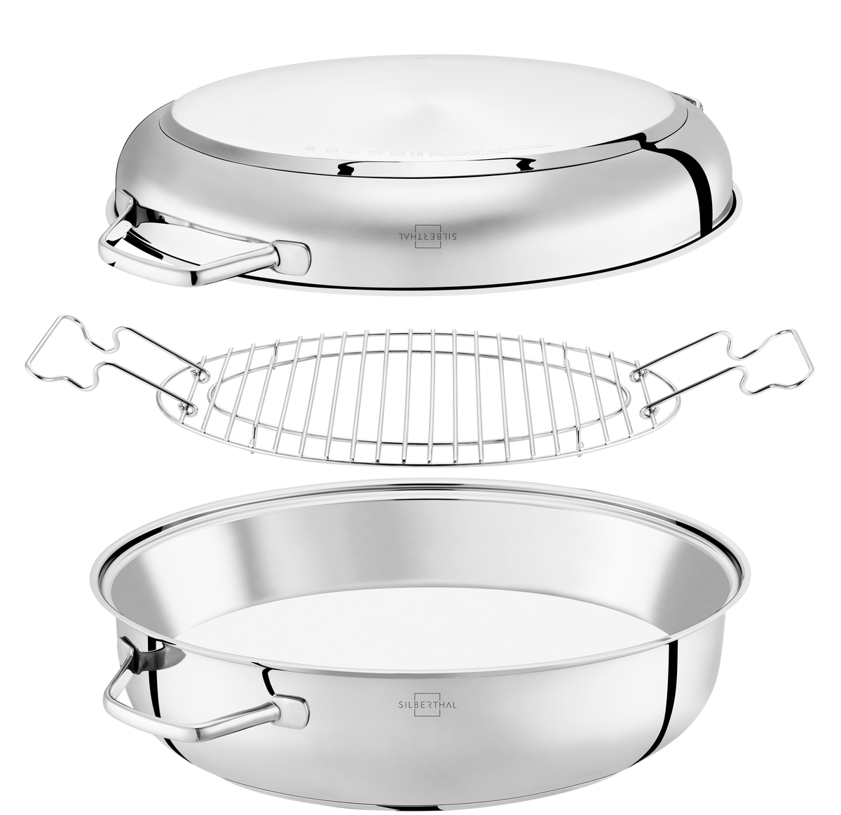 Brätertopf mit Bräterdeckel & Gitterrost Set
