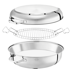 Brätertopf mit Bräterdeckel & Gitterrost Set