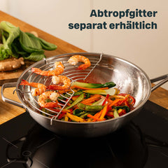 Wok 32 cm mit eingehängtem Abtropfgitter, Gitter separat erhältlich