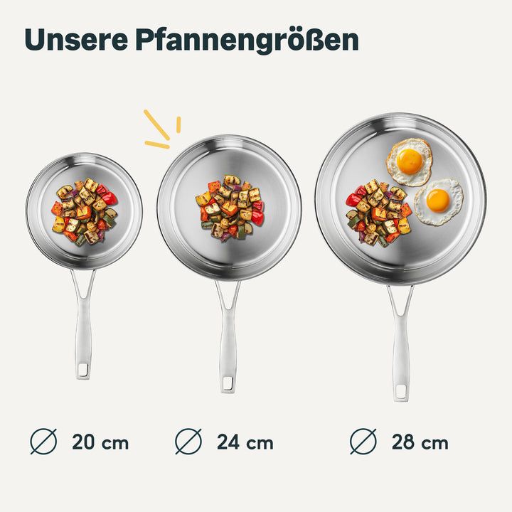 Edelstahlpfanne 28 cm Unbeschichtet