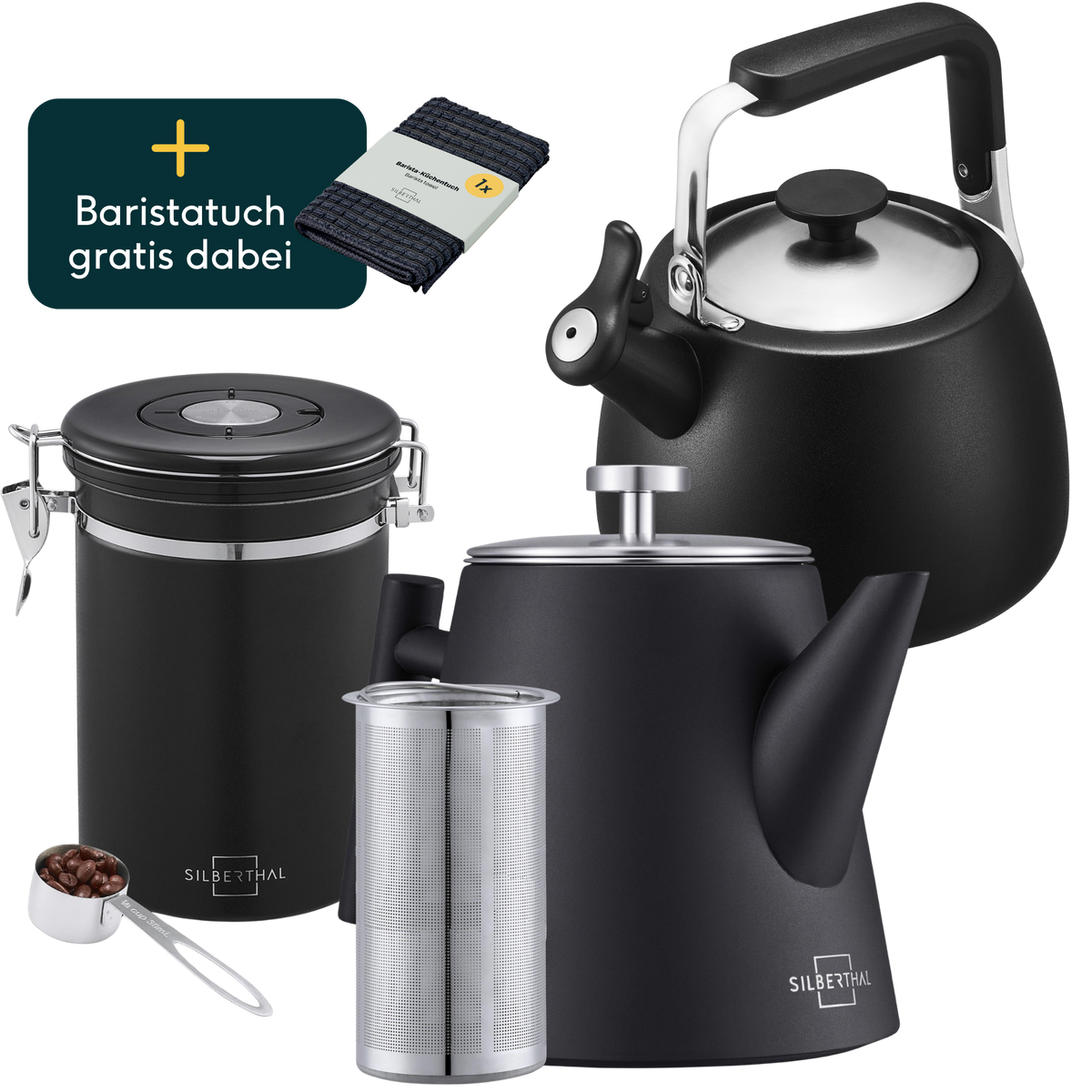 Teekanne mit Wasserkessel & Aufbewahrungsdose Set