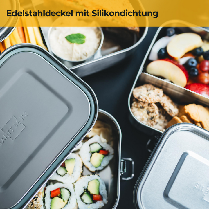Brotdosen Set aus Edelstahl – 3 Stück – Auslaufsicher – Plastikfrei