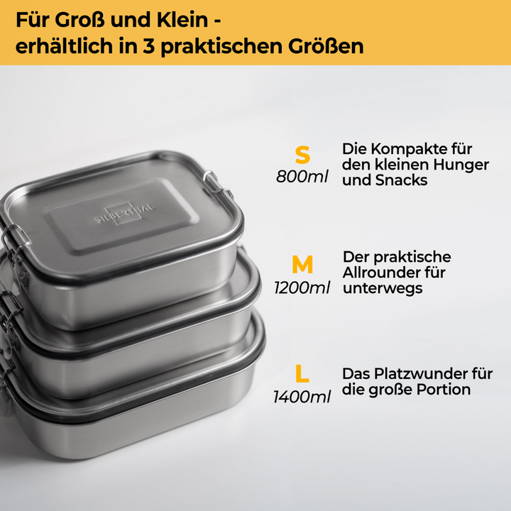 Brotdosen Set aus Edelstahl – 3 Stück – Auslaufsicher – Plastikfrei