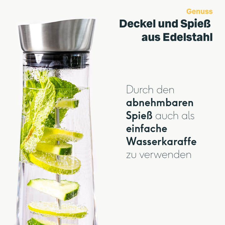 Wasserkaraffe mit Spieß für Obst oder Gemüse - 1 Liter - Spülmaschinenfest
