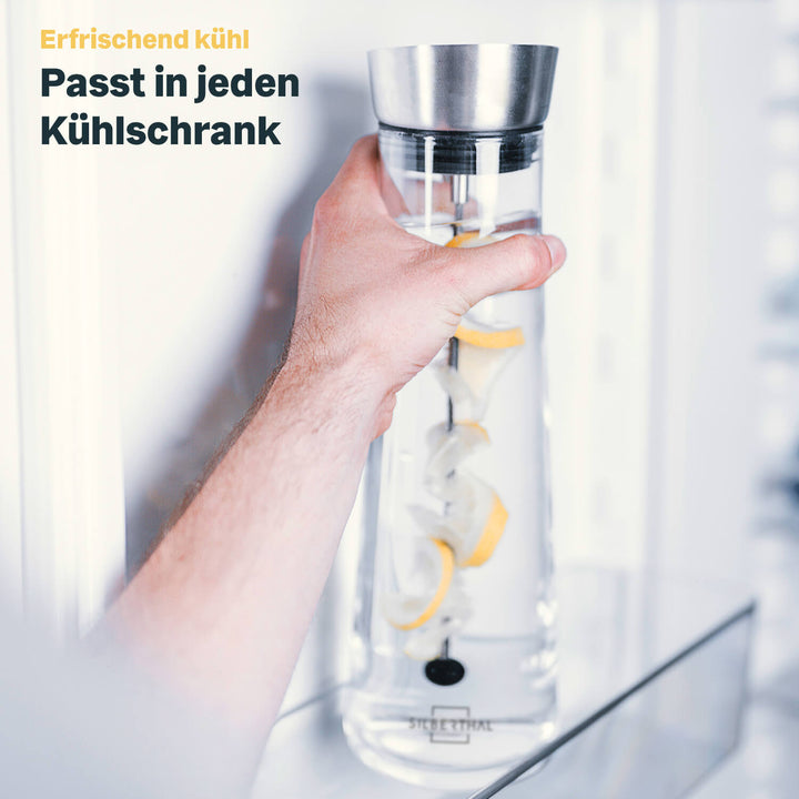 Wasserkaraffe mit Spieß für Obst oder Gemüse - 1 Liter - Spülmaschinenfest