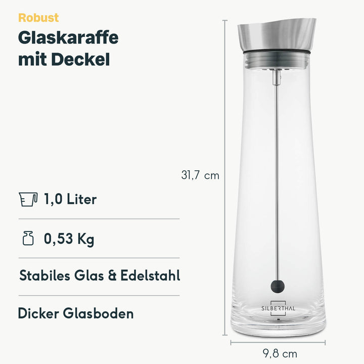 Wasserkaraffe mit Spieß für Obst oder Gemüse - 1 Liter - Spülmaschinenfest