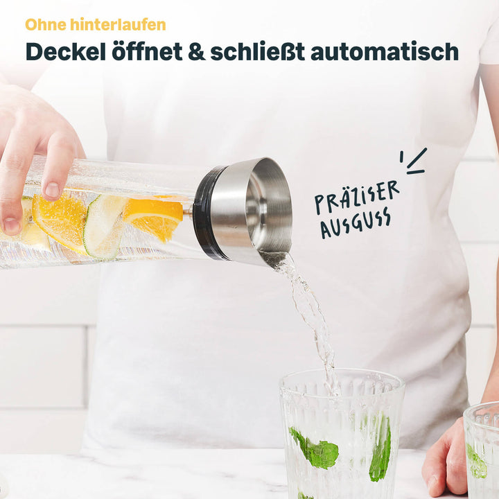 Wasserkaraffe mit Spieß für Obst oder Gemüse - 1 Liter - Spülmaschinenfest