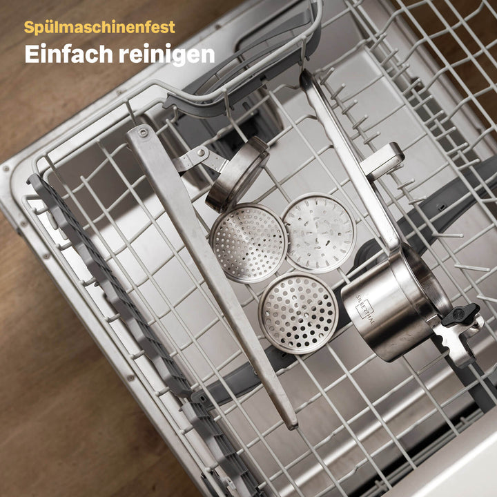 Kartoffelpresse aus Edelstahl mit 3 Einsätzen - Für Kartoffeln, Spaghetti-Eis und Klöße