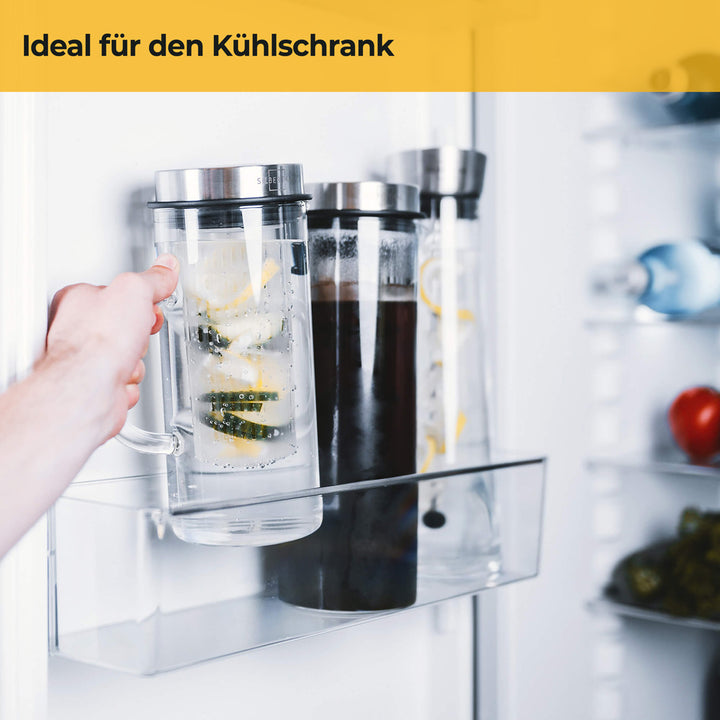 Glaskaraffen Set 1 & 2 Liter - mit Deckel & Einsatz - Spülmaschinenfest