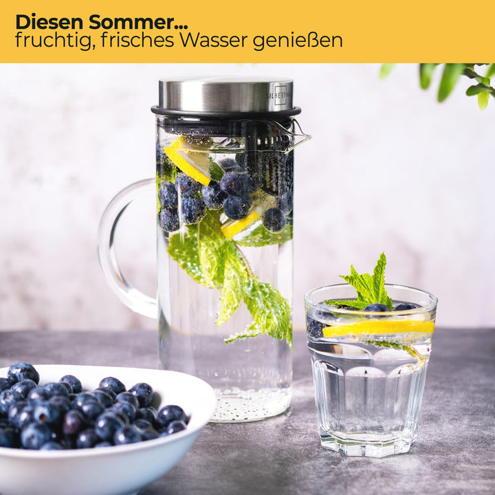 Glaskaraffen Set 1 & 2 Liter - mit Deckel & Einsatz - Spülmaschinenfest