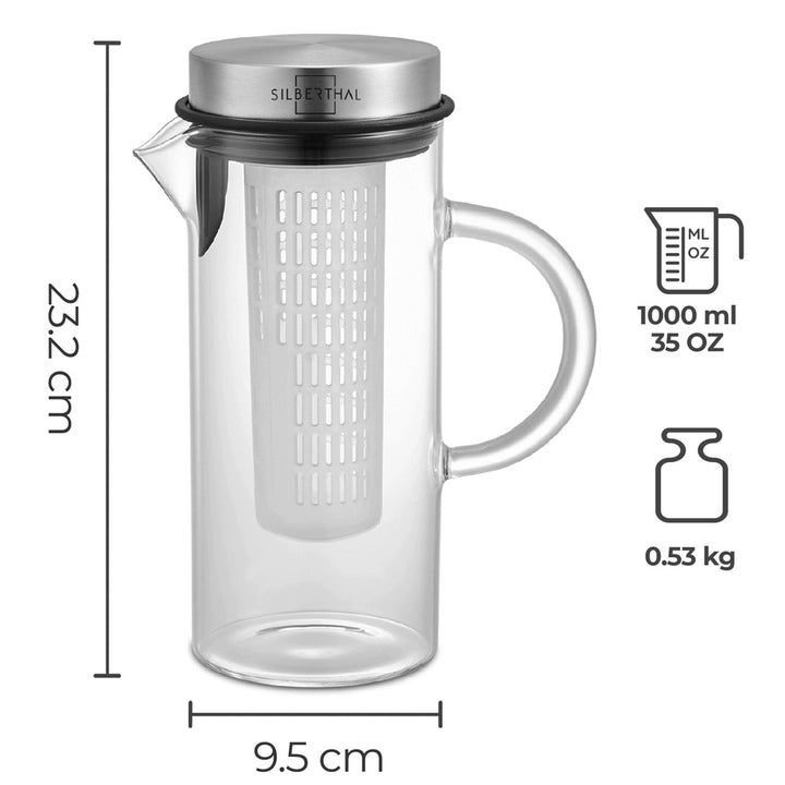 Glaskaraffen Set 1 & 2 Liter - mit Deckel & Einsatz - Spülmaschinenfest