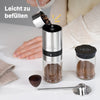 Manuelle Kaffeemühle aus Edelstahl und Glas mit Kegelmahlwerk