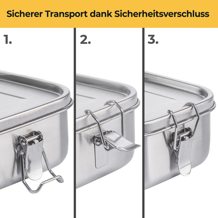 Brotdosen Set aus Edelstahl – 3 Stück – Auslaufsicher – Plastikfrei