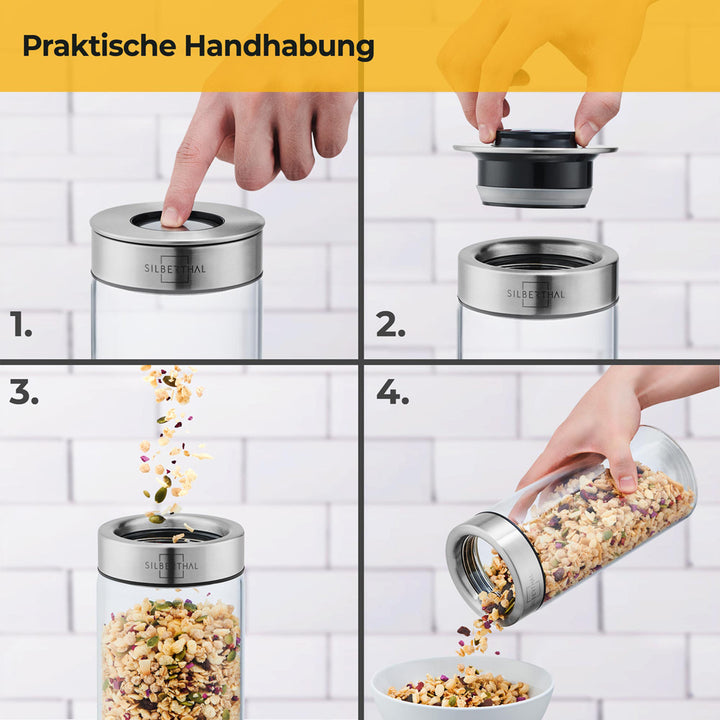 Vorratsglas 1,5 Liter - mit Deckel (1 kg Mehl, 500 g Haferflocken)