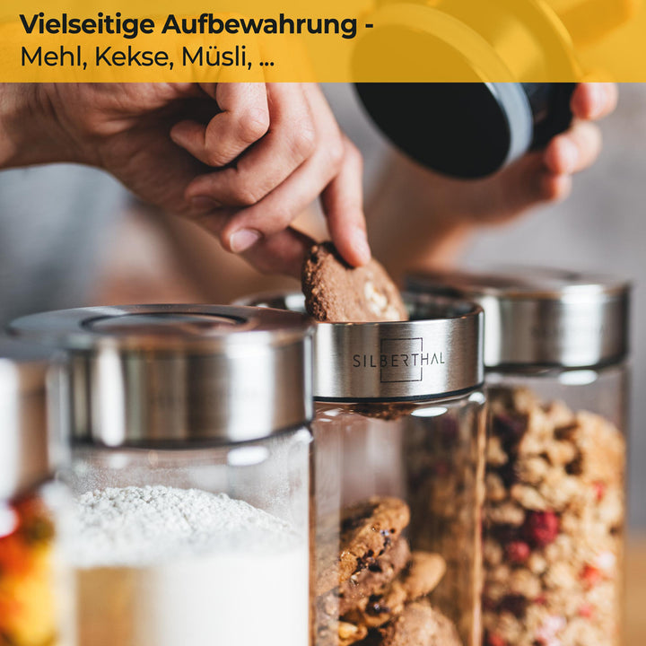 Vorratsglas 1,5 Liter - mit Deckel (1 kg Mehl, 500 g Haferflocken)
