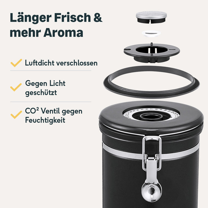 Kaffeedosen Set - 500g - mit Aromaventil - 2-teilig - 100% Luftdicht