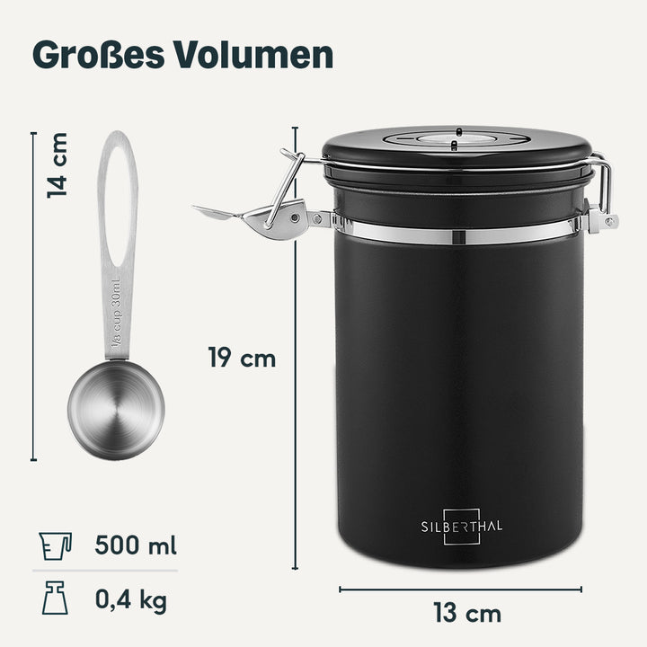 Kaffeedosen Set - 500g - mit Aromaventil - 2-teilig - 100% Luftdicht