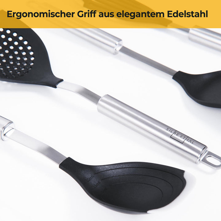 Küchenhelfer Set - Silikon & Edelstahl  - zum Aufhängen - 5-teilig - BPA-frei