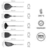 Küchenhelfer Set - Silikon & Edelstahl  - zum Aufhängen - 5-teilig - BPA-frei
