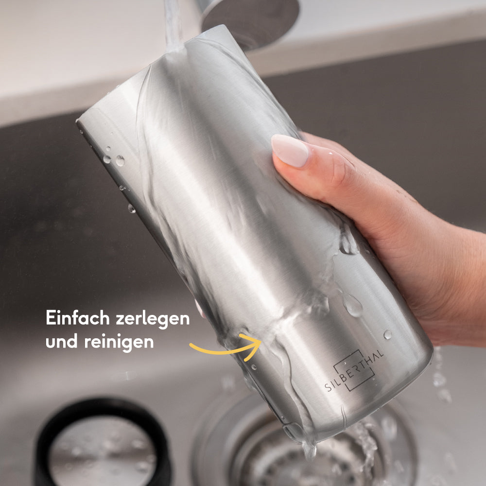 Thermobecher aus Edelstahl mit Großer Kapazität von 800 ML,Isolierbecher  mit Trageseil,Winter Outdoor-Auto-Becher,Auslaufsicherer Reisebecher, Tragbarer Wasserbecher (Silber) : : Küche, Haushalt & Wohnen