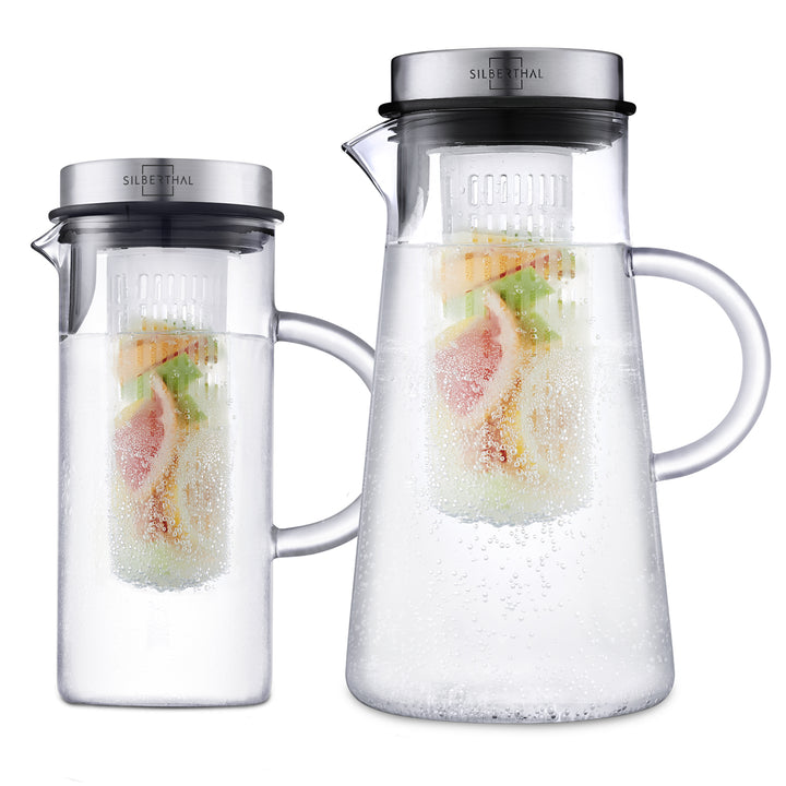 Glaskaraffen Set 1 & 2 Liter - mit Deckel & Einsatz - Spülmaschinenfest