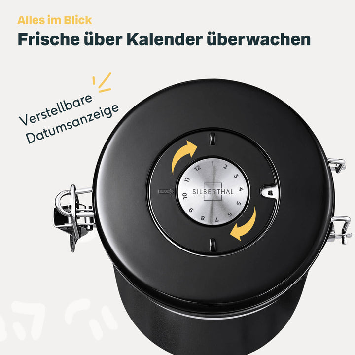 Luftdichte Kaffeedose 500g aus Edelstahl mit Aromaventil für volles Aroma