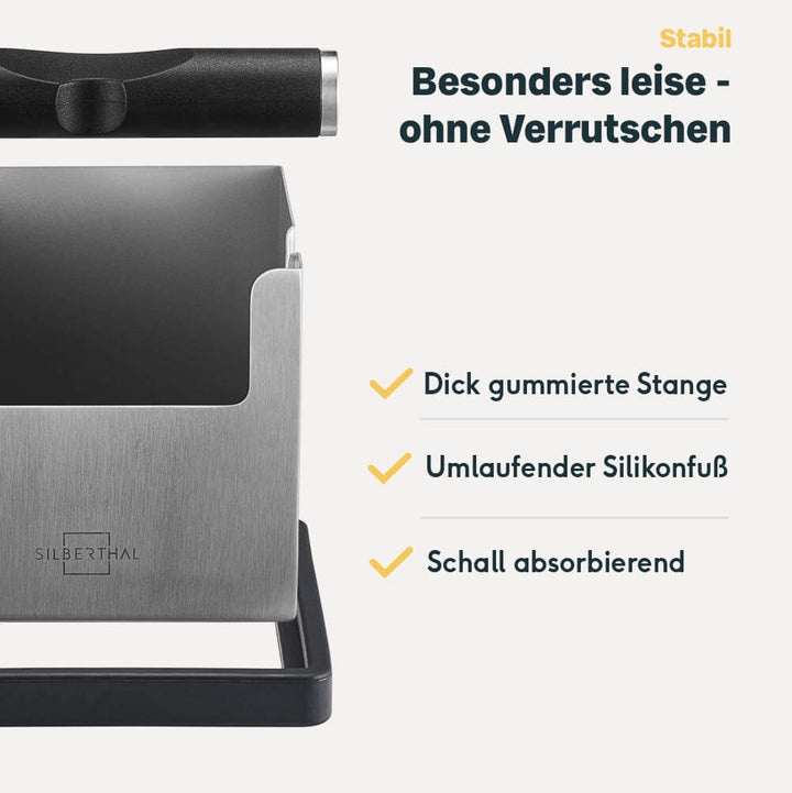 Abklopfbehälter für Siebträger mit integrierter Temperstation