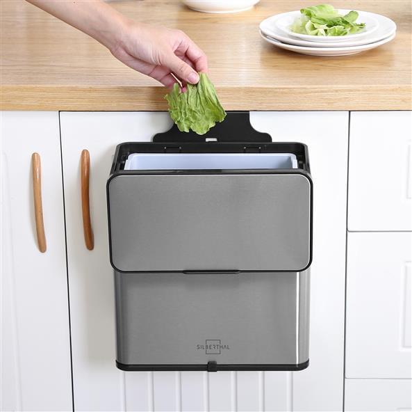 Bio Abfalleimer 5 Liter - Geruchsdicht - Edelstahl - mit Aktivkohlefilter und Deckel