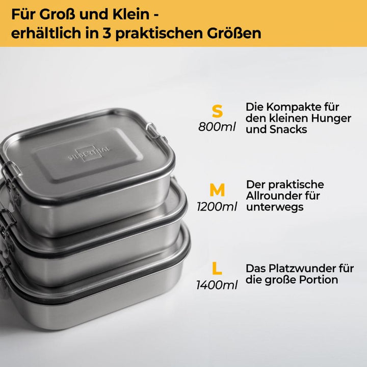 Brotdosen Set aus Edelstahl – 3 Stück – Auslaufsicher – Plastikfrei