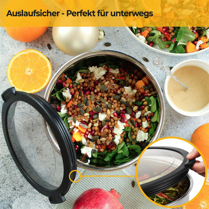 Meal Prep Set - Frischhaltedosen Set aus Glas - Edelstahlschüsseln mit Deckel