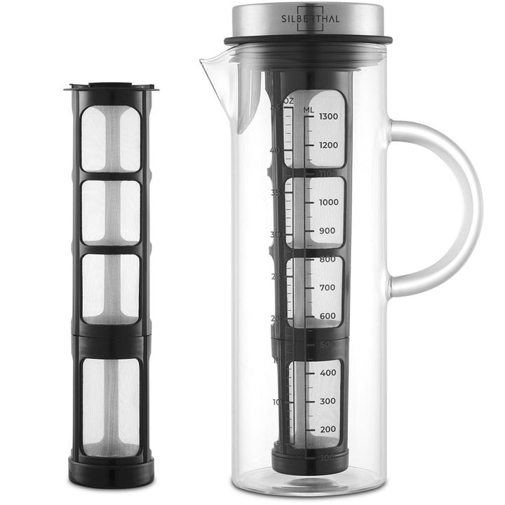 Cold Brew Kanne - Hitzebeständiges Glas - 1,3 Liter - auch für Tee