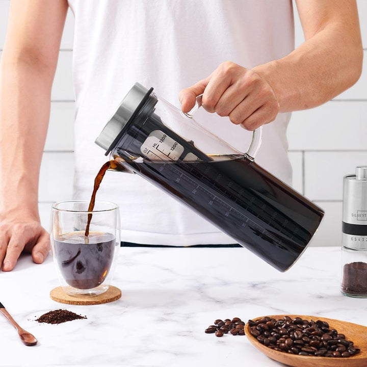 Cold Brew Kanne - Hitzebeständiges Glas - 1,3 Liter - auch für Tee